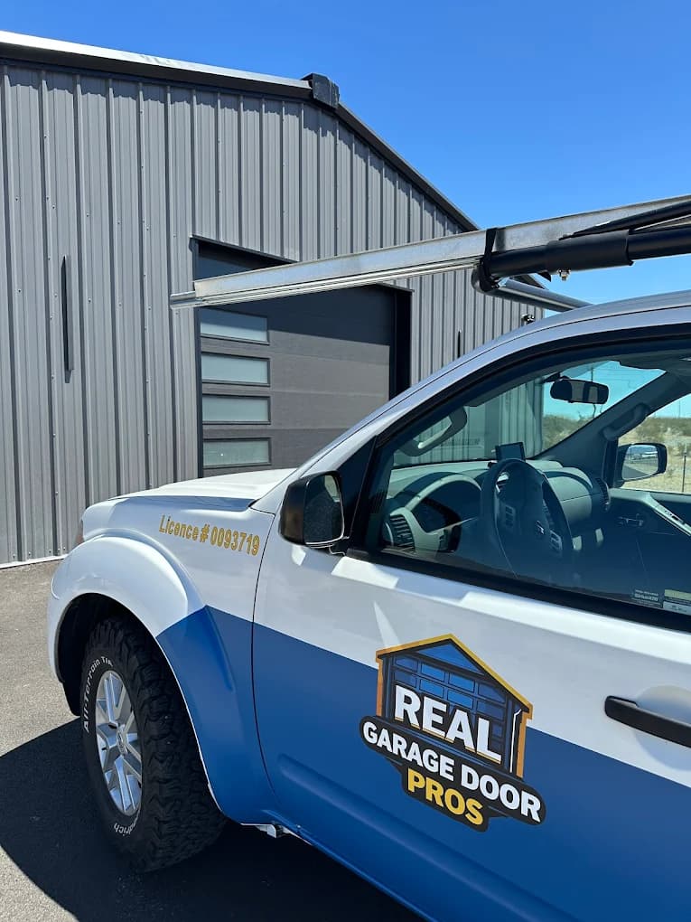 Real Garage Door Pros branded service truck, NV License #0093719